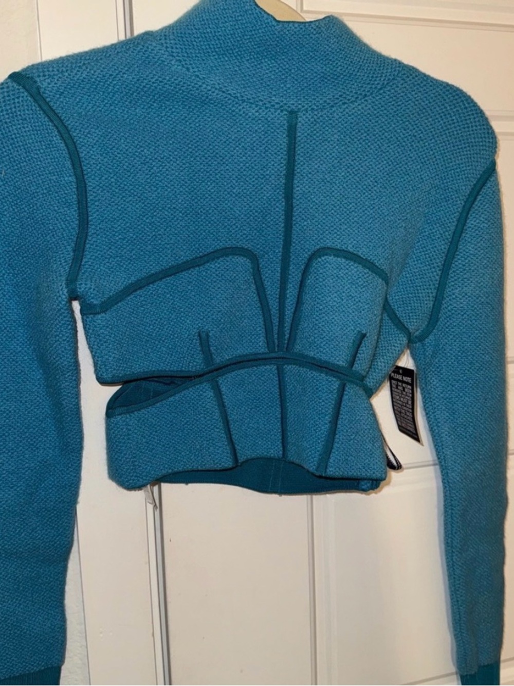 Herve Leger Teal Corset-Style Knit Crop Top SMALL NWT
